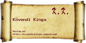 Kövendi Kinga névjegykártya